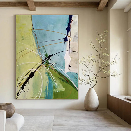 Colorful Line & Shape Abstract - Expressionist Line - Art Painting On Canvas CT2268