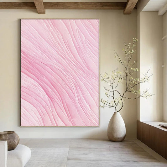 “Pink Textured Waves” - Abstract Textured Painting CT1979