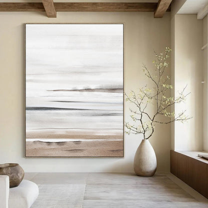 “Neutral Beach Layers” – Abstract Watercolor Seaside Scene CT2064