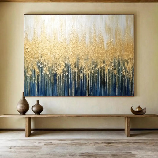 “Gold - Blue Forest Canopy” Abstract Landscape Painting On Canvas DLZ052