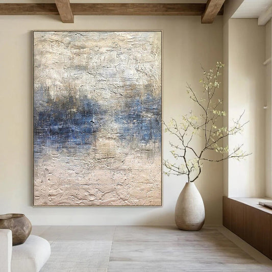 “Blue - Gray Blended Textures” – Abstract Textured Painting CT0965