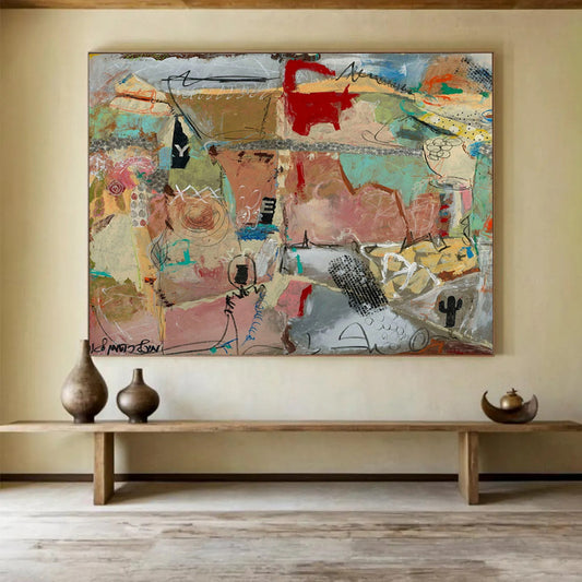 Mixed - Media Abstract Collage - Abstract Painting On Canvas DLZ243