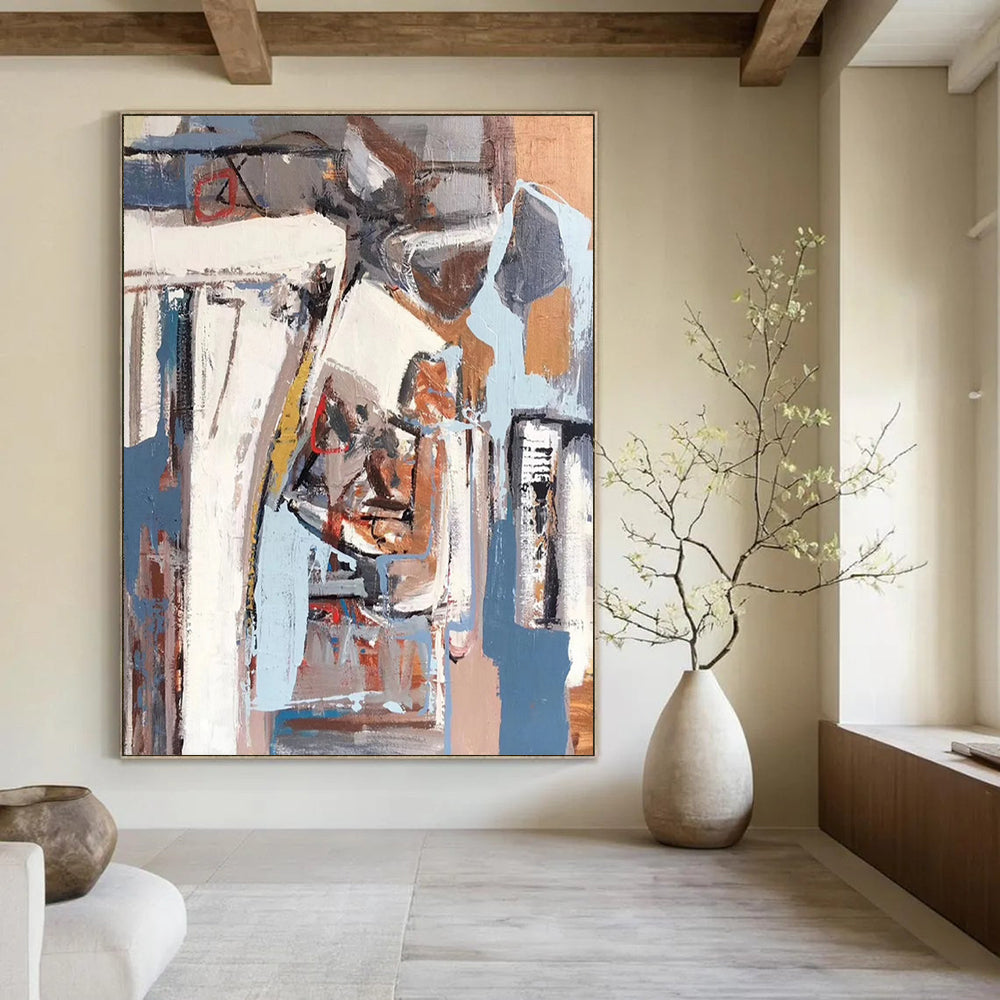 “Gray - Blue Abstract Forms” - Abstract Cubist - Style Painting On Canvas DTP041