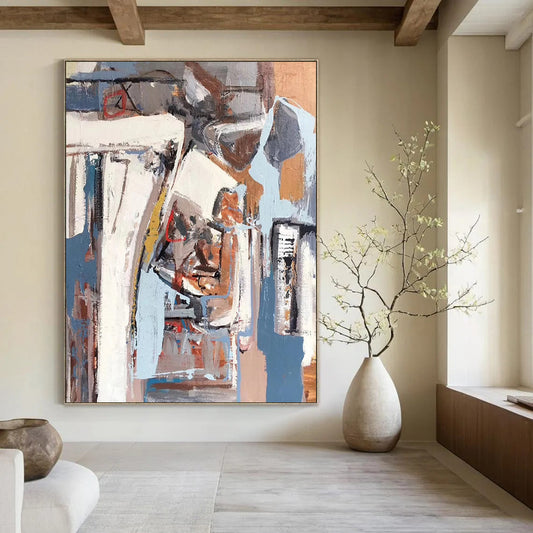 “Gray - Blue Abstract Forms” - Abstract Cubist - Style Painting On Canvas DTP041