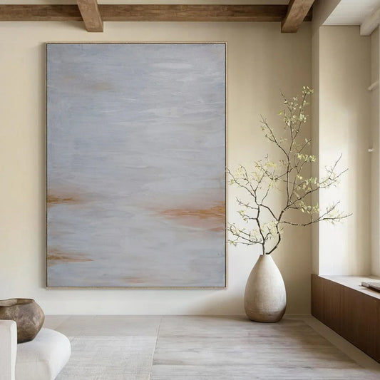 “Soft Gray & Brown Abstract Haze” - Abstract Painting On Canvas CT2322