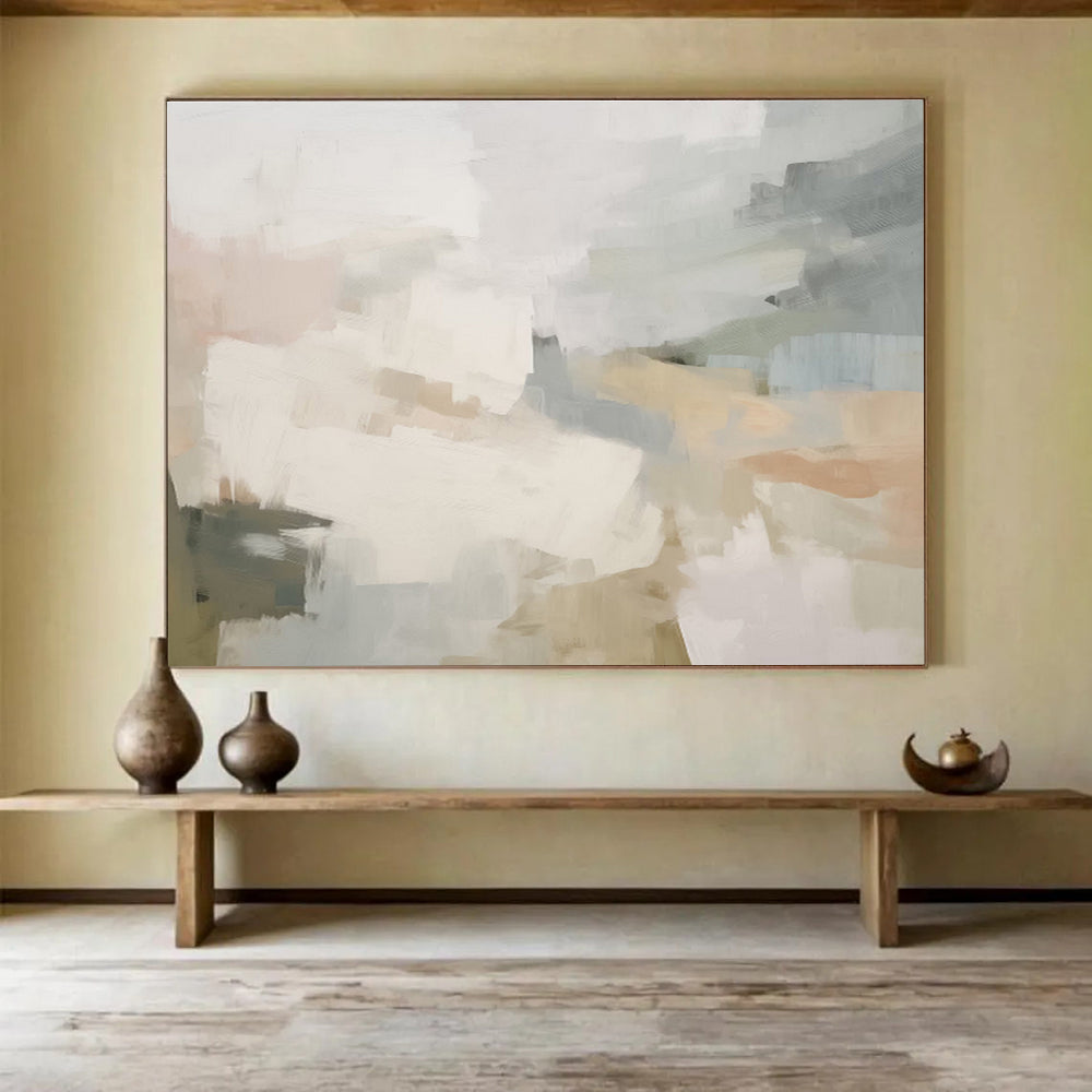Pastel Tones Abstract Soft Shapes Painting On Canvas DKH246