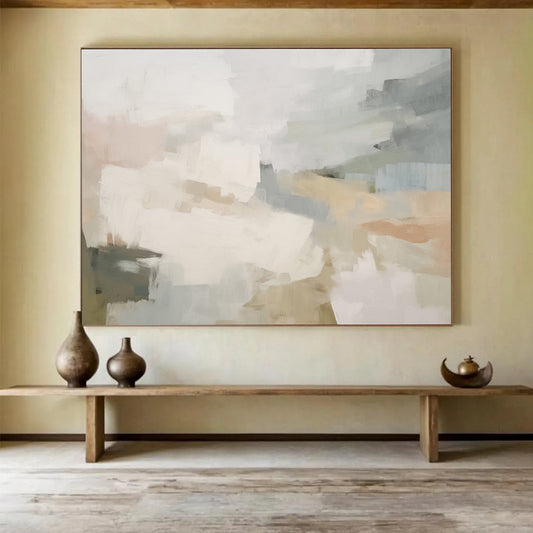 Pastel Tones Abstract Soft Shapes Painting On Canvas DKH246