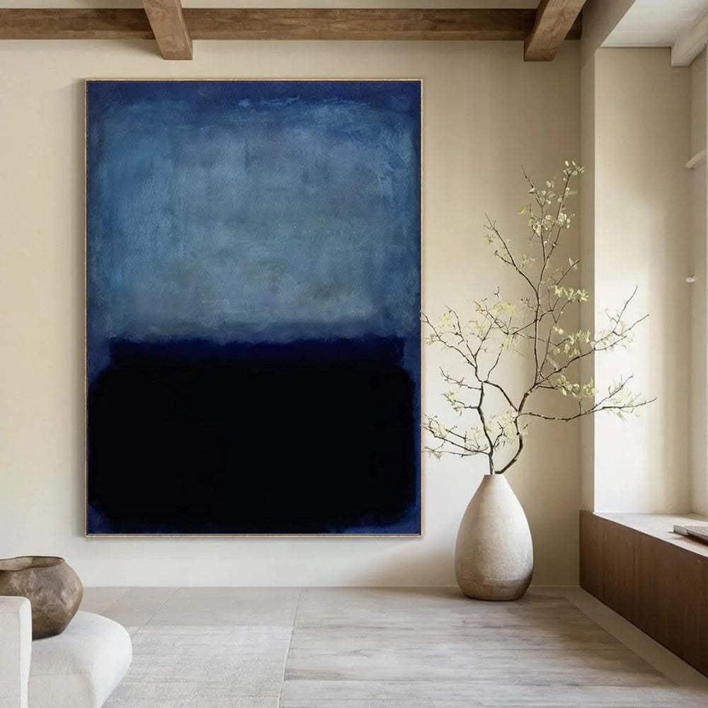 “Soft Blue & Deep Black Layers” - Rothko - Inspired Color - Field Painting On Canvas DKH1617