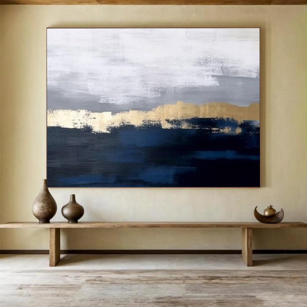 “Neutral Tones Abstract Horizon” - Minimalist Landscape Painting On Canvas DKH784