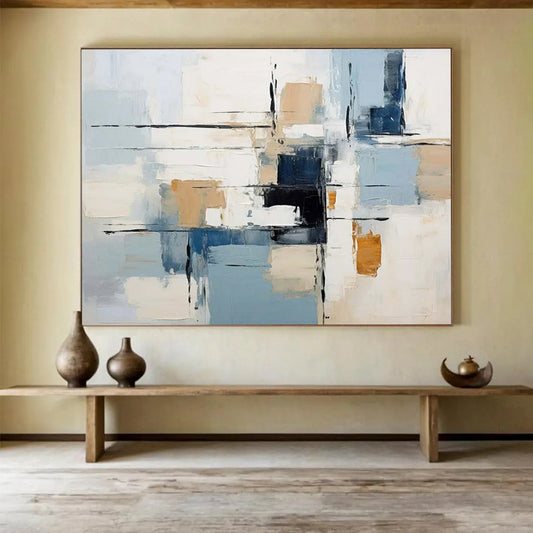 “Soft Tones Geometric Abstraction” Minimalist Abstract Painting On Canvas DLZ092