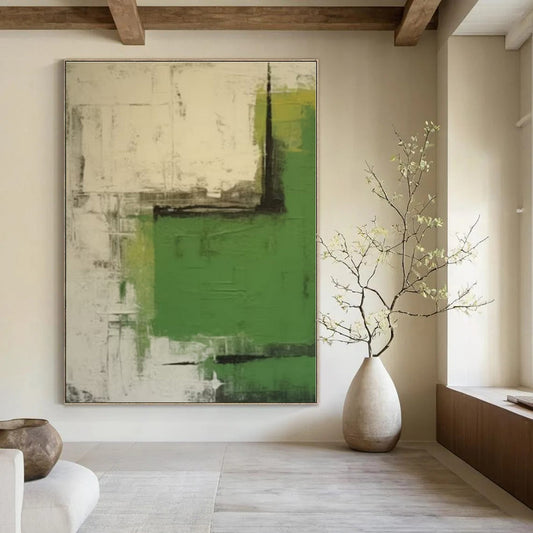 Green, Grey & Black Geometric - Abstract Geometric Acrylic On Canvas CT1297