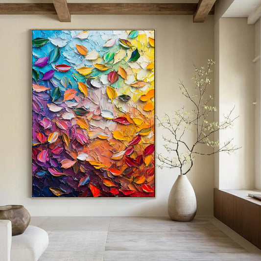 “Colorful Petal Mosaic” – Impasto Floral Oil Creation CT2071