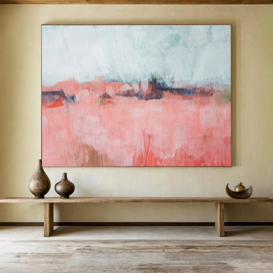 “Pink Abstract Field” Abstract Expressionist Painting On Canvas DKH416