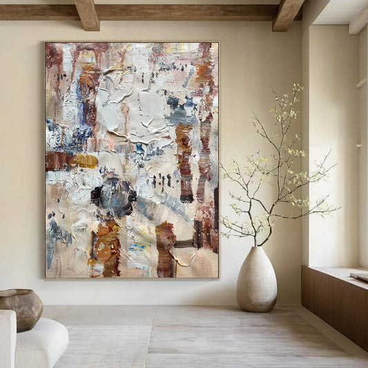 Textured Urban Abstract - Abstract Impasto Painting On Canvas DKH1302