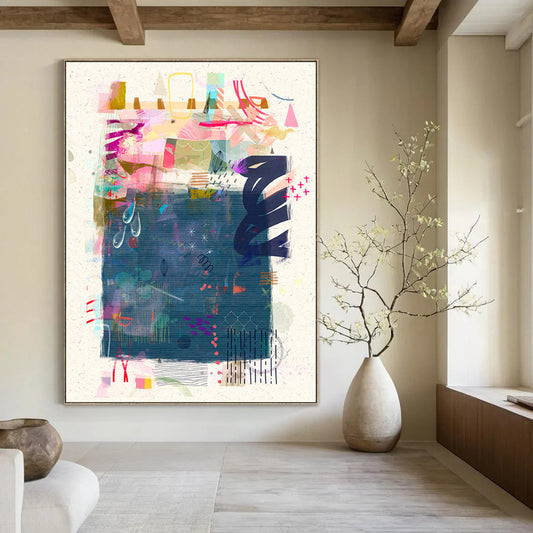 Colorful Collage, Whimsical Elements - "Dream Scrapbook" - Mixed - media Abstract Art CT1822