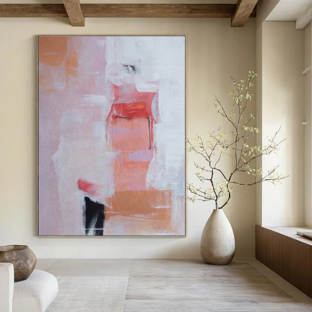 Pink - Orange Abstract Forms - Abstract Color - block Acrylic Painting CT1385