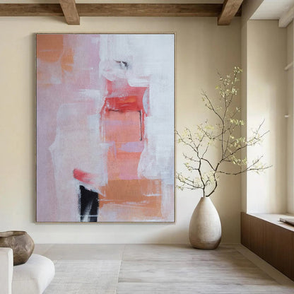 Pink - Orange Abstract Forms - Abstract Color - block Acrylic Painting CT1385