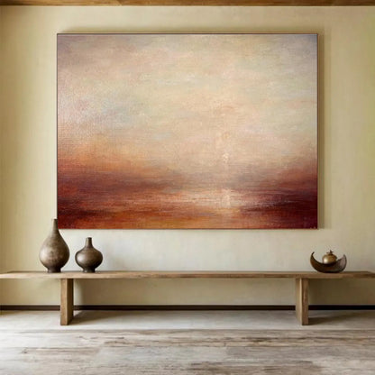“Soft Earth Tones Blurred Horizon” - Subtle Landscape Painting On Canvas DKH775