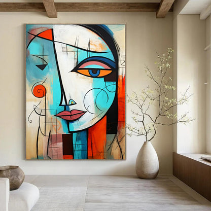“Cubist Face” - Colorful Abstract Portrait Painting On Canvas CT2213