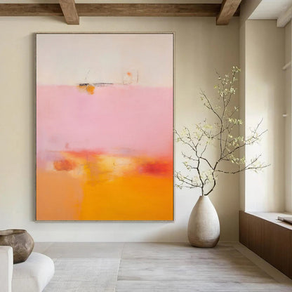 “Pink & Orange Subtle Abstract Field” Painting On Canvas DKH0992