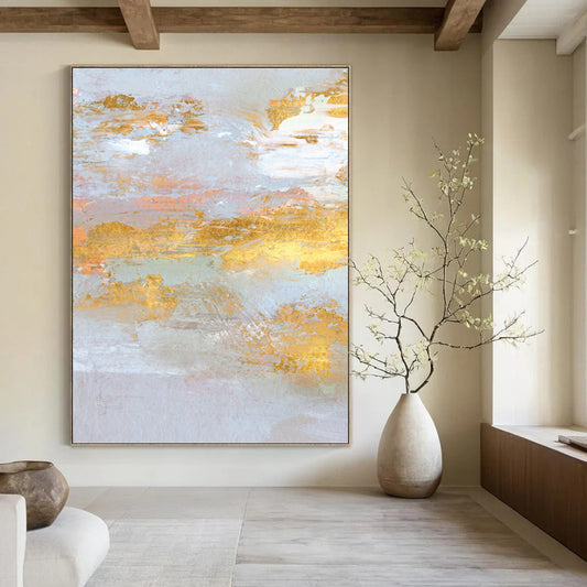 “Gold - Accented Abstract” - Abstract Expressionist Painting On Canvas DTP159