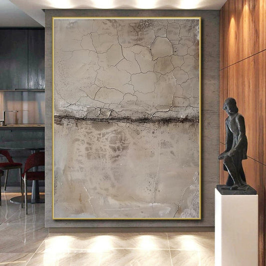 “Earthy Tones, Cracked Textures” - “Time’s Embrace”，Mixed - Media Textured Painting CT0703