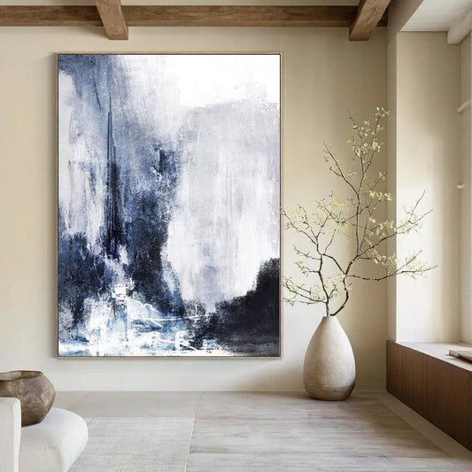 “Blue - Gray Abstract Cityscape” – Abstract Cityscape Painting CT1132