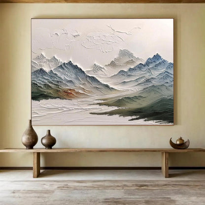 “Textured Mountain Range” Impasto Landscape Painting On Canvas DKH462