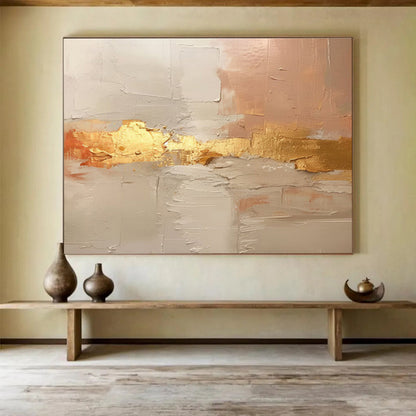 Gold - Accented Abstract - Abstract Impasto Painting On Canvas DKH617