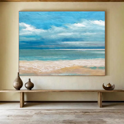 Tranquil Beach Scene - Impressionistic Seascape Painting On Canvas DKH638
