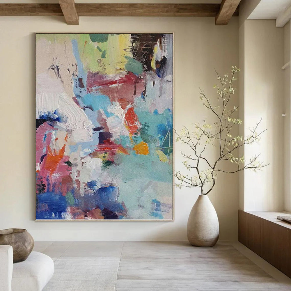 “Pastel Abstraction” - Soft Colorful Abstract Expressionist Painting On Canvas DKH1579