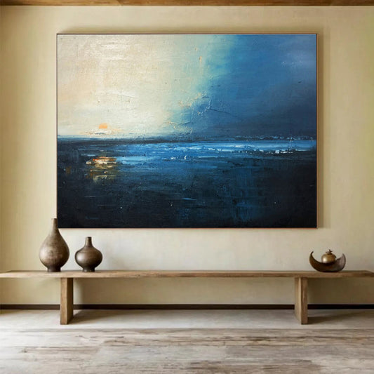 Moody Coastal Sunset - Impressionistic Seascape Painting On Canvas DKH647