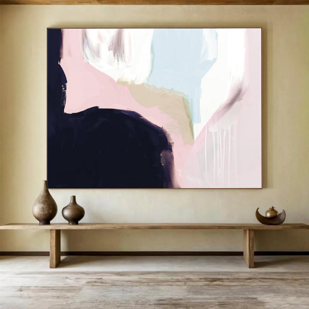 “Soft Pastel Shapes” Minimalist Abstract Painting On Canvas DLZ132