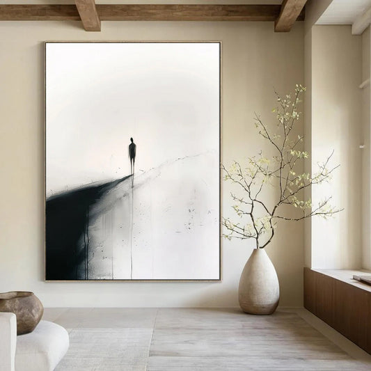 “Lonely Figure on a Path Abstract” - Minimalist Ink Art CT1931