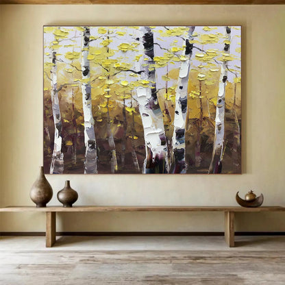 Aspen Trees in Autumn - Impressionistic Landscape Painting On Canvas DKH626
