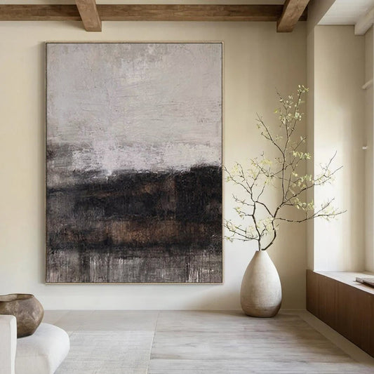 “Gray - Black Textured Horizons Repeat” – Abstract Repeat Landscape Art CT0983