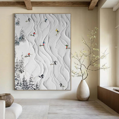 Textured Ski Slope - Mixed - Media Textured Painting CT1401