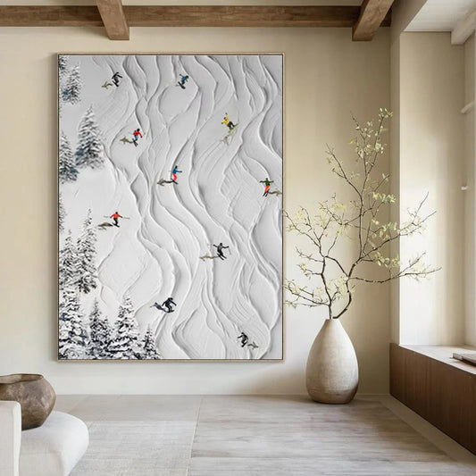 Textured Ski Slope - Mixed - Media Textured Painting CT1401