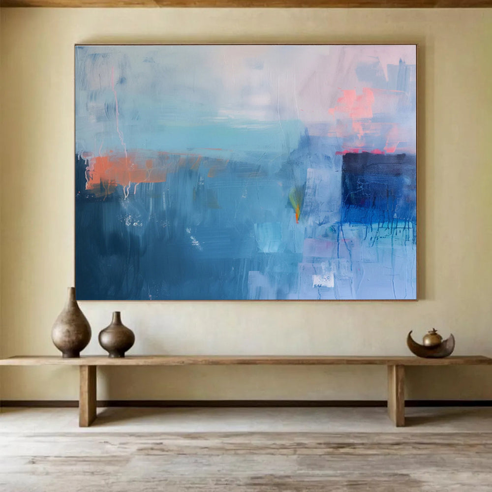 “Deep Blue Abstract Layers” Abstract Acrylic Painting On Canvas DKH478