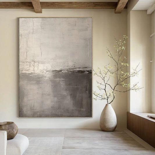 Muted Grey Abstraction - Abstract Minimalist Oil On Canvas CT1331