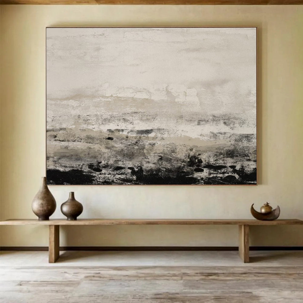 “Neutral Abstract Horizon” Abstract Oil Painting On Canvas DKH445