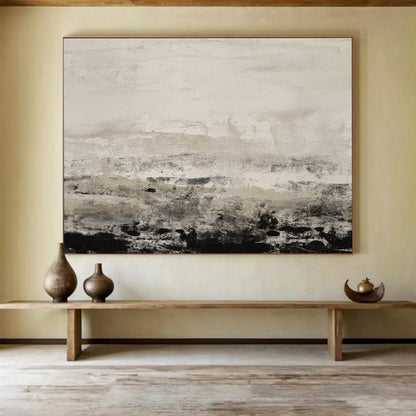 “Neutral Abstract Horizon” Abstract Oil Painting On Canvas DKH445