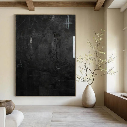 Dark Textured Abstract - Textured Abstract Acrylic Painting CT1416