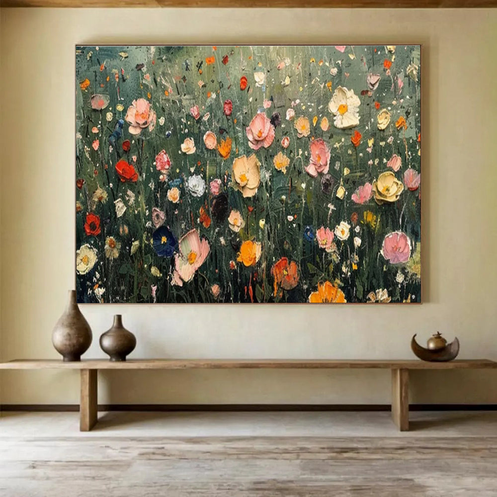 “Colorful Wildflower Meadow” - Lively Botanical Painting On Canvas DKH809