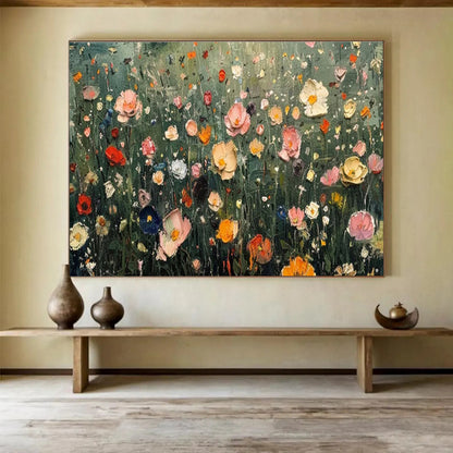 “Colorful Wildflower Meadow” - Lively Botanical Painting On Canvas DKH809