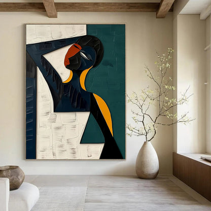 Cubist - Style Figure in Bold Colors - Figurative Painting On Canvas DKH1466