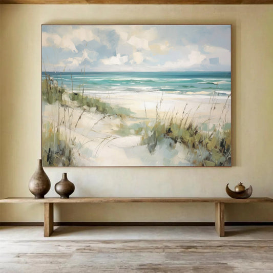 Coastal Breeze Soft Tones Beach Scene Painting On Canvas DKH171
