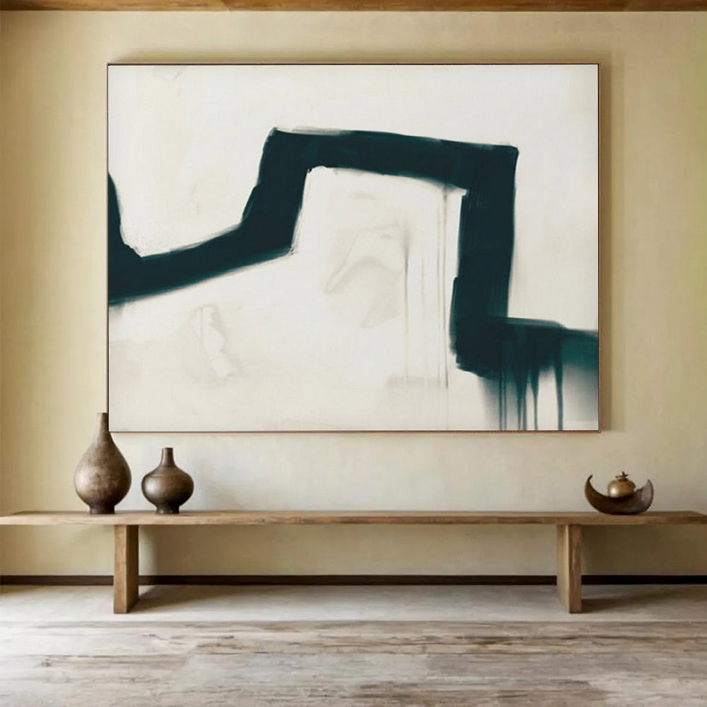 “Abstract Black Form” Expressive Minimalist Painting On Canvas DLZ115