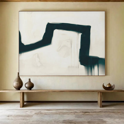 “Abstract Black Form” Expressive Minimalist Painting On Canvas DLZ115