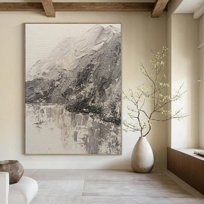 “Black - White Textured Landscape” – Impasto Landscape Painting CT1200